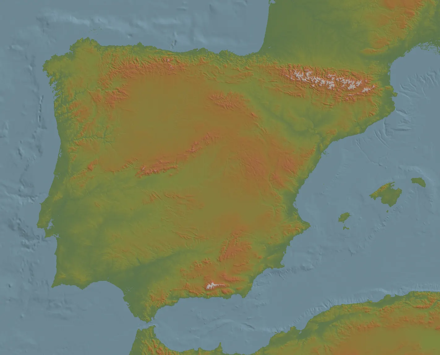 Gelände und Landbedeckung von Spanien