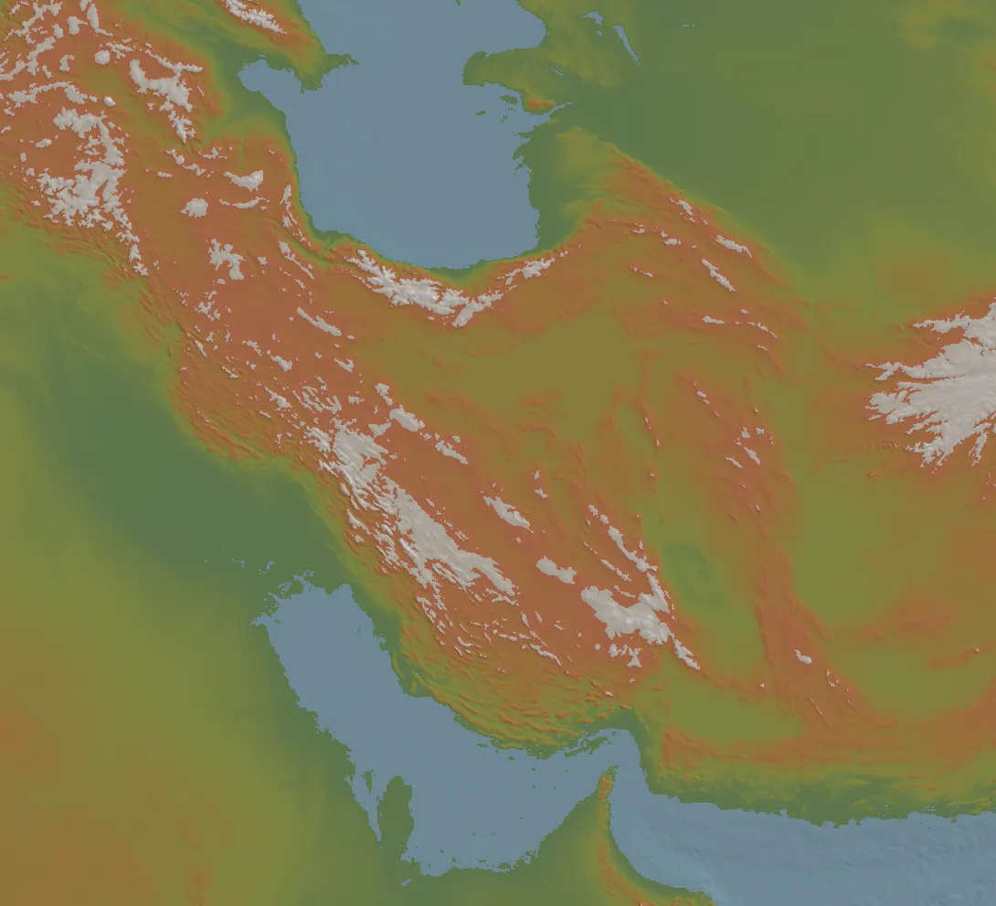 Gelände und Landbedeckung vom Iran