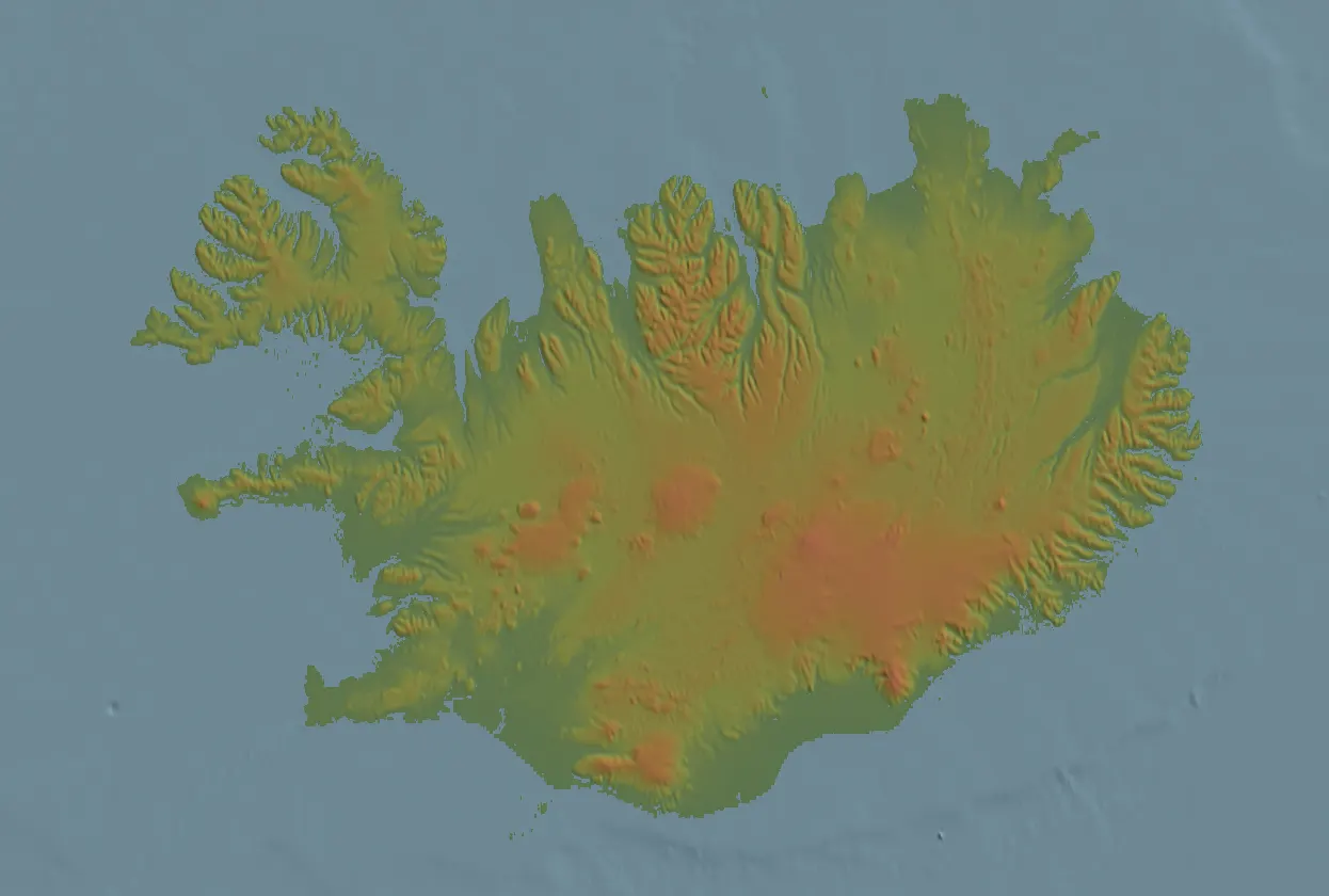 Gelände und Landbedeckung von Island