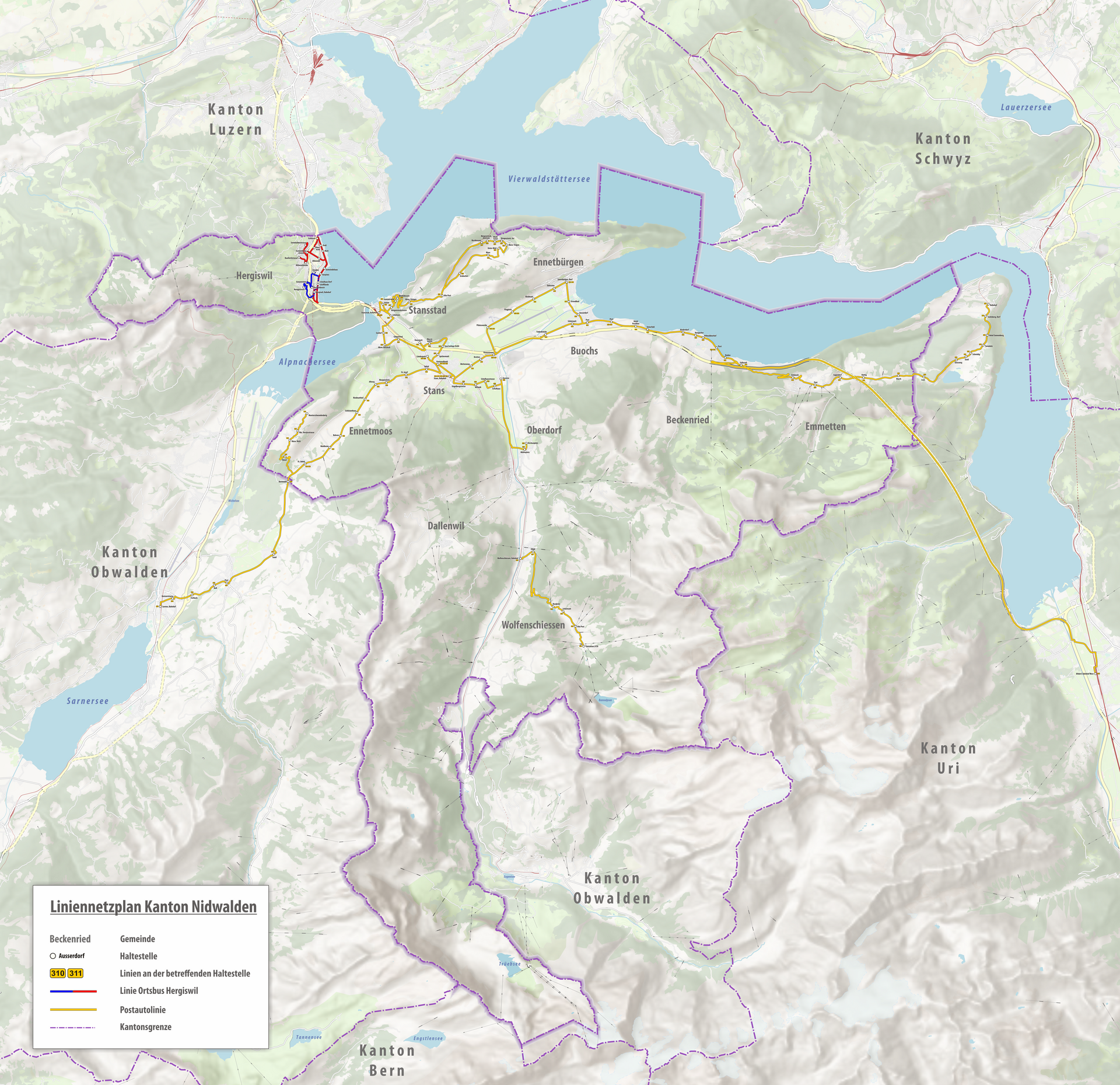 Blick über den Vierwaldstättersee und die Berge in Nidwalden